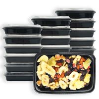 MULMEHË® Rectangular 12 oz. Plastic Take-Out Container & Lid Combo, Black, 5.5x2.5x1.5", 150/CS