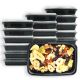 MULMEHË® Rectangular 12 oz. Plastic Take-Out Container & Lid Combo, Black, 5.5x2.5x1.5", 150/CS