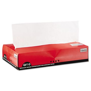 QF10 Interfolded Dry Wax Deli Paper, 10x10.25, White, 500/Box, 12 Boxes/CS