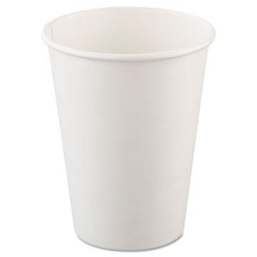 Single-Sided Poly Paper Hot Cups, 12 oz, White, 50/Bag, 20 Bags/CS