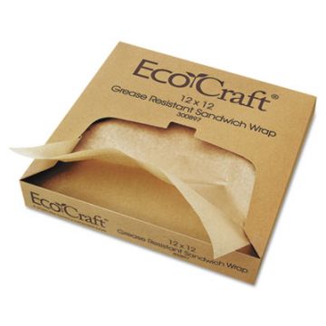 EcoCraft®™ Grease-Resistant Paper Wraps and Liners, Natural, 12x12, 1000/Box, 5 Boxes/CS