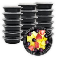 MULMEHË® Round 16 oz. Plastic Take-Out Container & Lid Combo, Black, 6x1.5", 150/CS