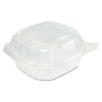 ClearSeal Hinged-Lid Plastic Containers, Sandwich Container,13.8 oz, 5.4x5.3x2.6, Clear, 500/CS