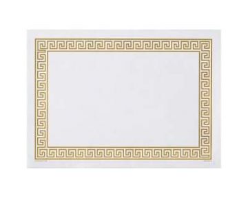 Placemats, Greek Key Pattern, Paper, Gold/White, 14 x 10, 1000/Carton