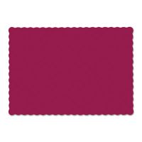 Solid Color Scalloped Edge Placemats, 9.5x13.5, Burgundy, 1000/CS