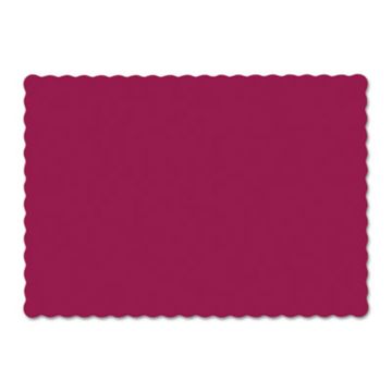 Solid Color Scalloped Edge Placemats, 9.5x13.5, Burgundy, 1000/CS