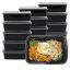 MULMEHË® Rectangular 24 oz. Plastic Take-Out Container & Lid Combo, Black, 7x5x2", 150/CS