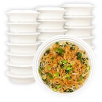 MULMEHË® Round 24 oz. Plastic Take-Out Container & Lid Combo, White, 7x1.5", 150/CS