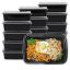 MULMEHË® Rectangular 28 oz. Plastic Take-Out Container & Lid Combo, Black, 8.5x6x1.5", 150/CS