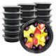 MULMEHË® Round 32 oz. Plastic Take-Out Container & Lid Combo, Black, 7x2", 150/CS