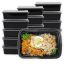 MULMEHË® Rectangular 38 oz. Plastic Take-Out Container & Lid Combo, Black, 8.5x6x2", 150/CS