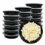 MULMEHË® Round 48 oz.Plastic Take-Out Container & Lid Combo, Black, 9x2.3", 150/CS