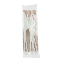 TPLA Compostable Cutlery, Knife/Fork/Spoon/Napkin, 6", White, 250/CS