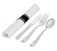 Luxury Cutlery Set - Rolled Napkin Roll - Fork, Spoon, and Knife