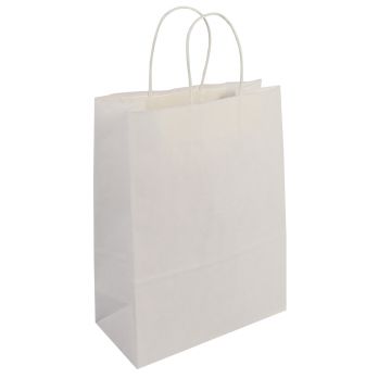 Handled Shopping Bag 10x5x13, Plain Missy, White, 250/BN