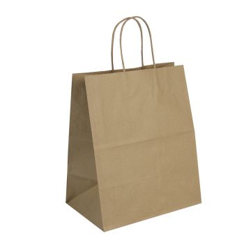 Twist Handle Shopping Bag, Plain Bistro Kraft, FSC Certified Recycled Content, 250/BN