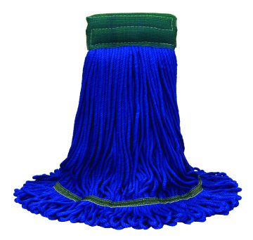 Medium MaxiPlus® Launderable Microfiber Loop-End Mops w/Wide Band, Blue