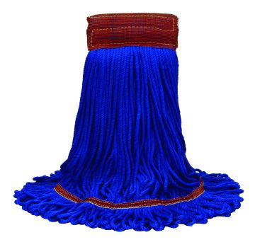 Large MaxiPlus® Launderable Microfiber Loop-End Mops w/Wide Band, Blue