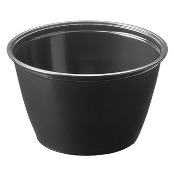 Amhil Plastic Portion Cup - 4 oz., Black