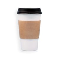 MULMEHË® 16oz Paper Coffee Hot Cups, Black Travel Lids and Sleeves, 100 Pack