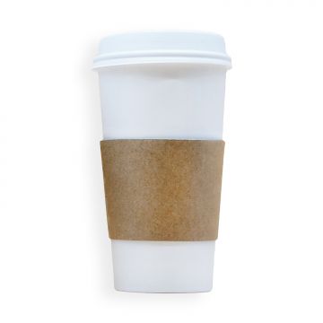 MULMEHË® 20oz Paper Coffee Hot Cups, White Travel Lids and Sleeves, 50 Pack