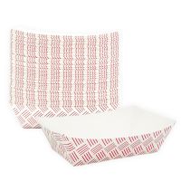 MULMEHË® Paper Food Trays/French Fry Boats, 3 lb, Red Weave Patterned, Case of 500