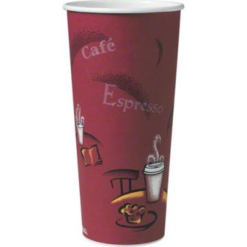 Solo® Paper Hot Drink Cups in Bistro™ Design, 24 oz, Maroon, 500/CS