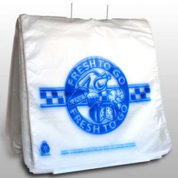 10x8+1 LP+2 FB, 0.5 mil Flip Top Saddle Pack Deli Bag, Printed "Fresh to Go", Clear; 2000/CS