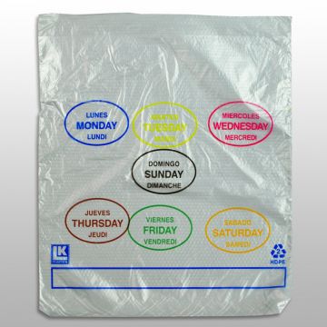 6.5x7+1.75 LP+1.75 FB, 0.5 mil Portion Control Saddle Pack w/7 Days Print, 7 Colors; Clear; 2000/CS